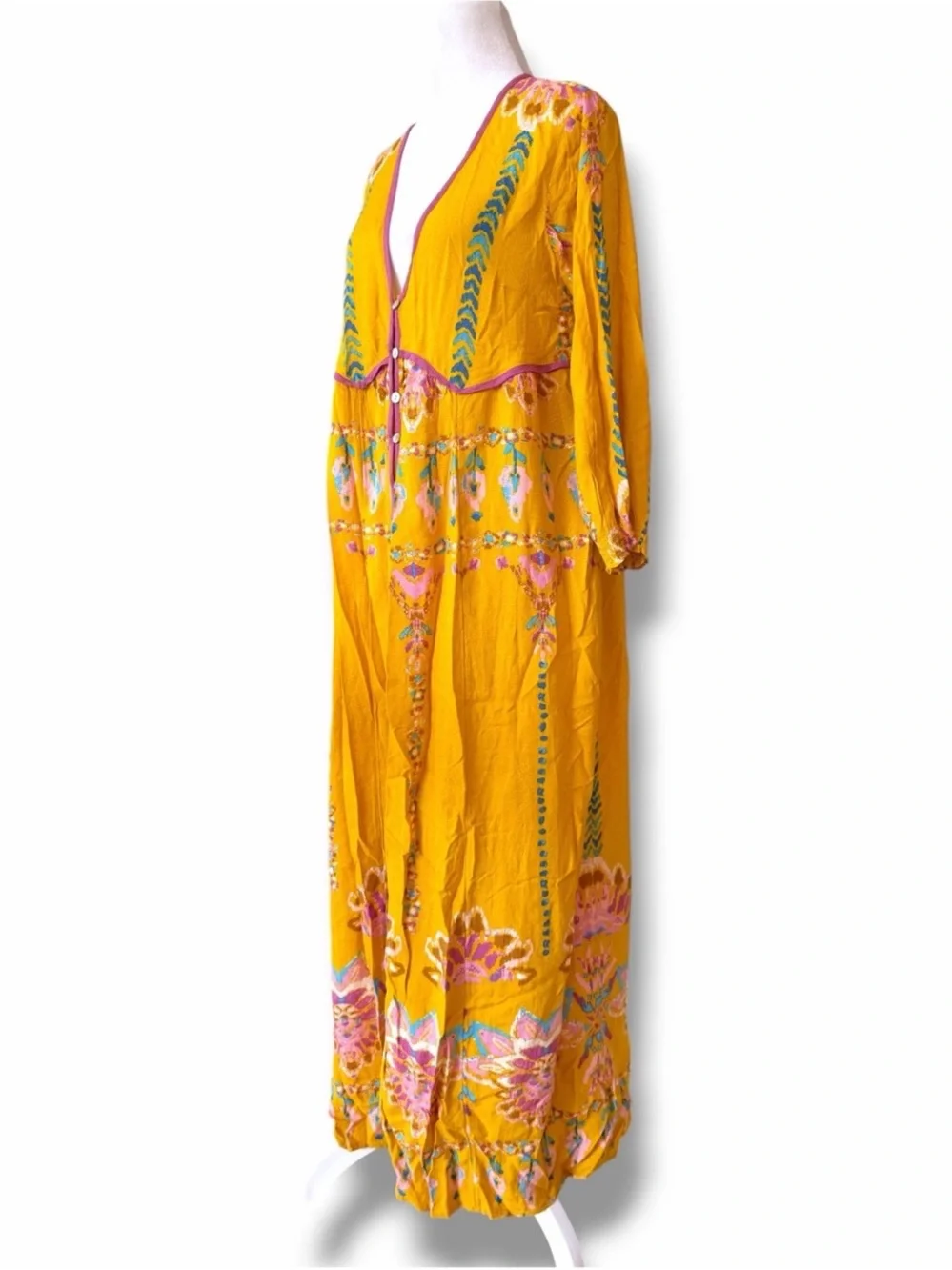 Free People Foley Maxi Dress Yellow Daylight Combo Small S NWOT Floral Boho